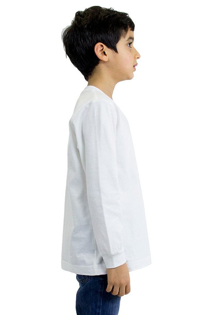 Royal Apparel 5022ORG Youth Organic Long Sleeve Crew Tee - Salt