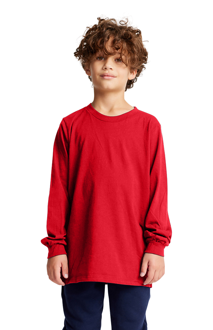 Royal Apparel 5022 Youth Long Sleeve Crew Tee - Red