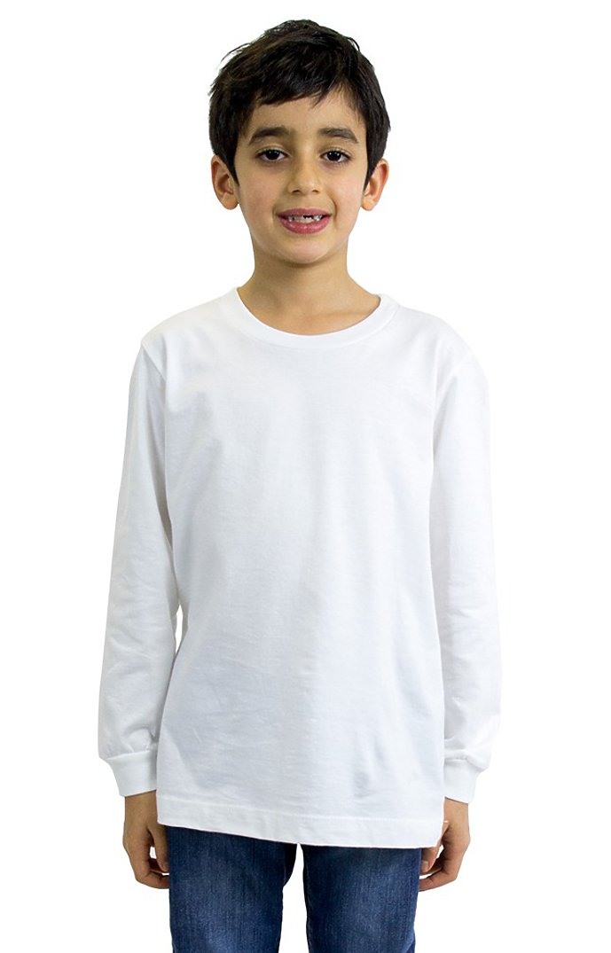 Royal Apparel 5022 Youth Long Sleeve Crew Tee - White
