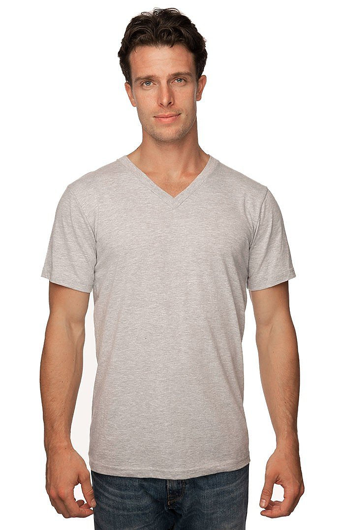 Royal Apparel 5055 Unisex Short Sleeve V-Neck - Heather Grey