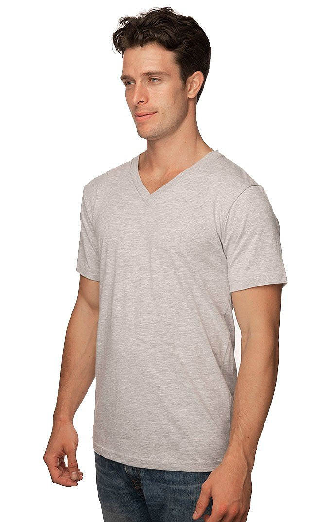 Royal Apparel 5055 Unisex Short Sleeve V-Neck - Heather Grey