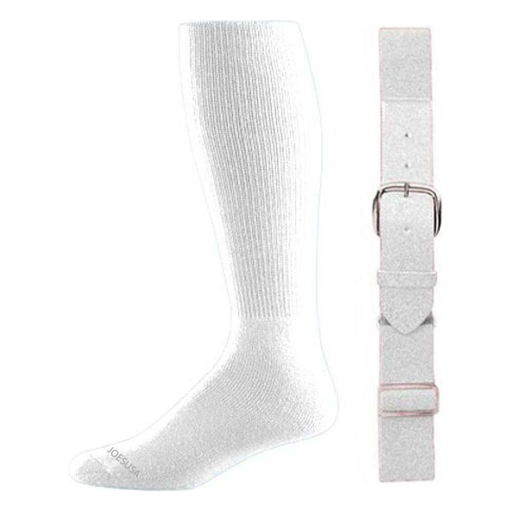 Baseball Socks & Belt Combo Set ( All Sizes & Colors Available) Accessories Joe's USA White Youth