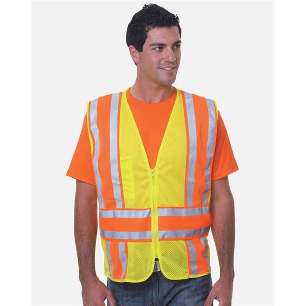 Bayside Unisex USA-Made ANSI Safety Mesh Vest - Bayside 3787 Bayside Lime Green M
