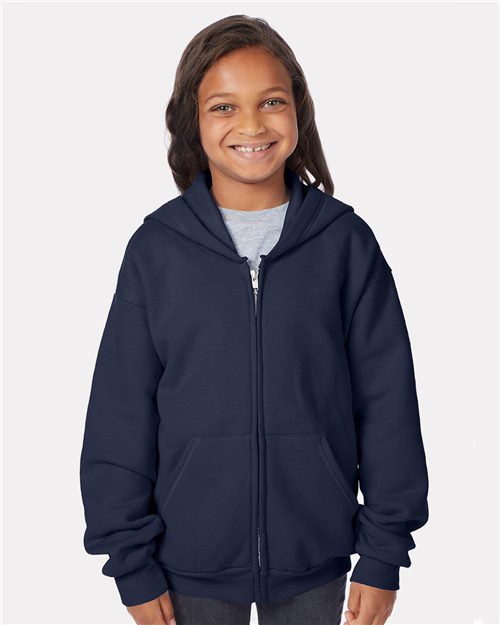 Hanes P480 Youth EcoSmart Full-Zip Hooded Sweatshirt