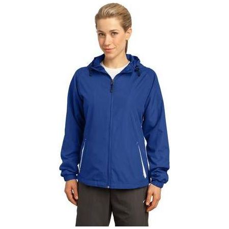 Ladies Colorblock Hooded Jacket DRI-EQUIP X-Small True Royal/White