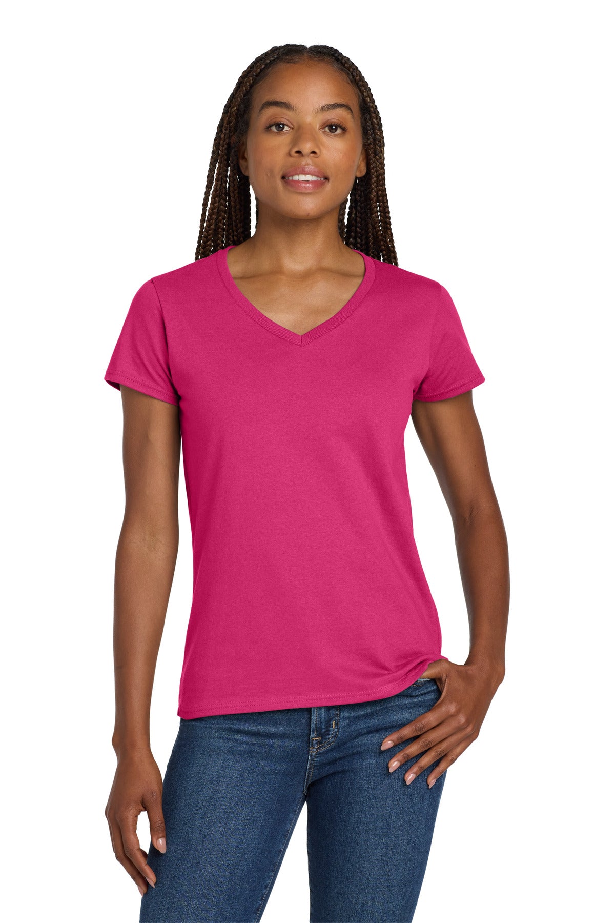Gildan ® Women's Heavy Cotton ™ 100% Cotton V-Neck T-Shirt. 5V00L - Gildan 5V00L