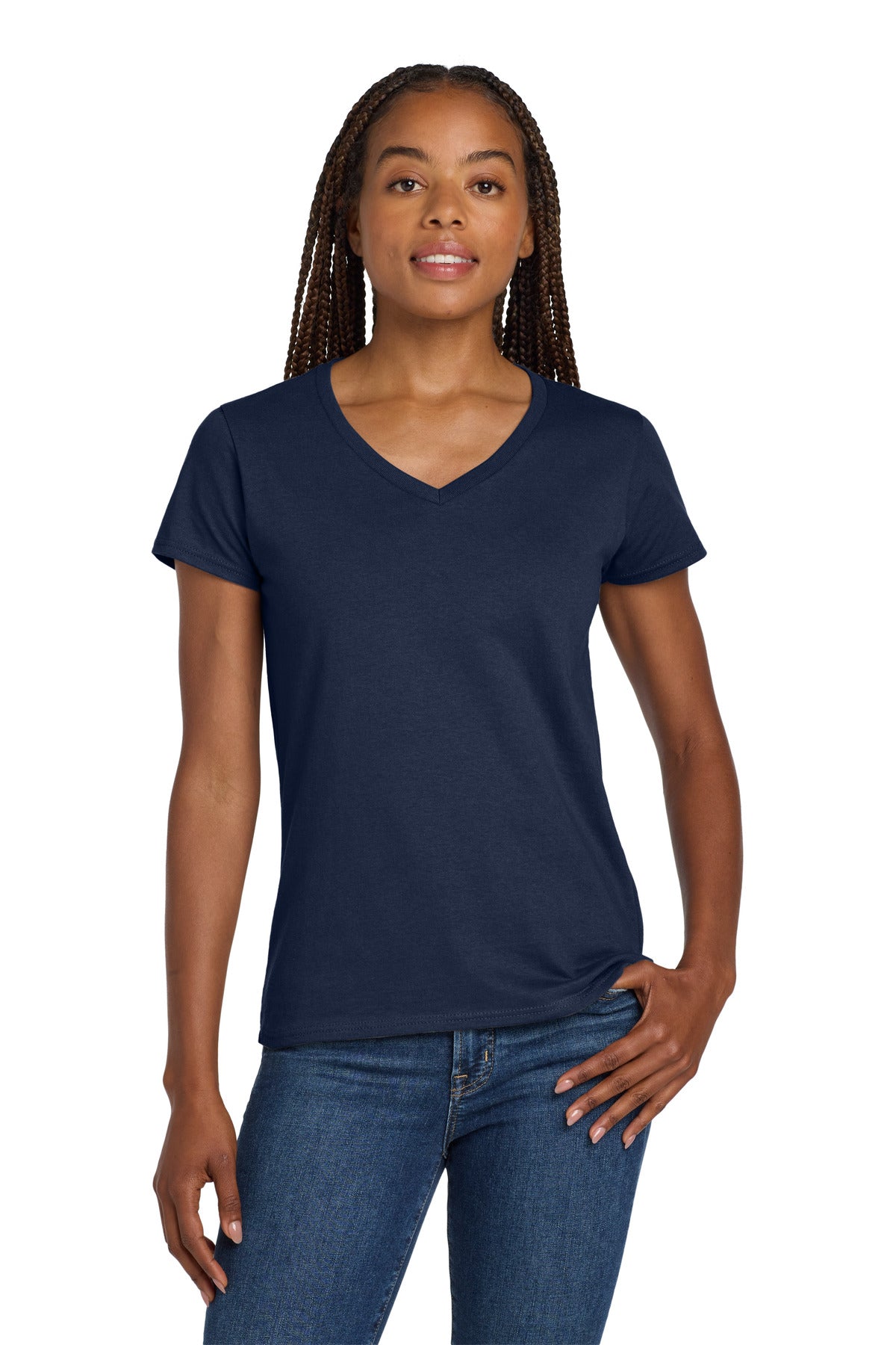Gildan 5V00L Women's Heavy Cotton 100% Cotton V-Neck T-Shirt
