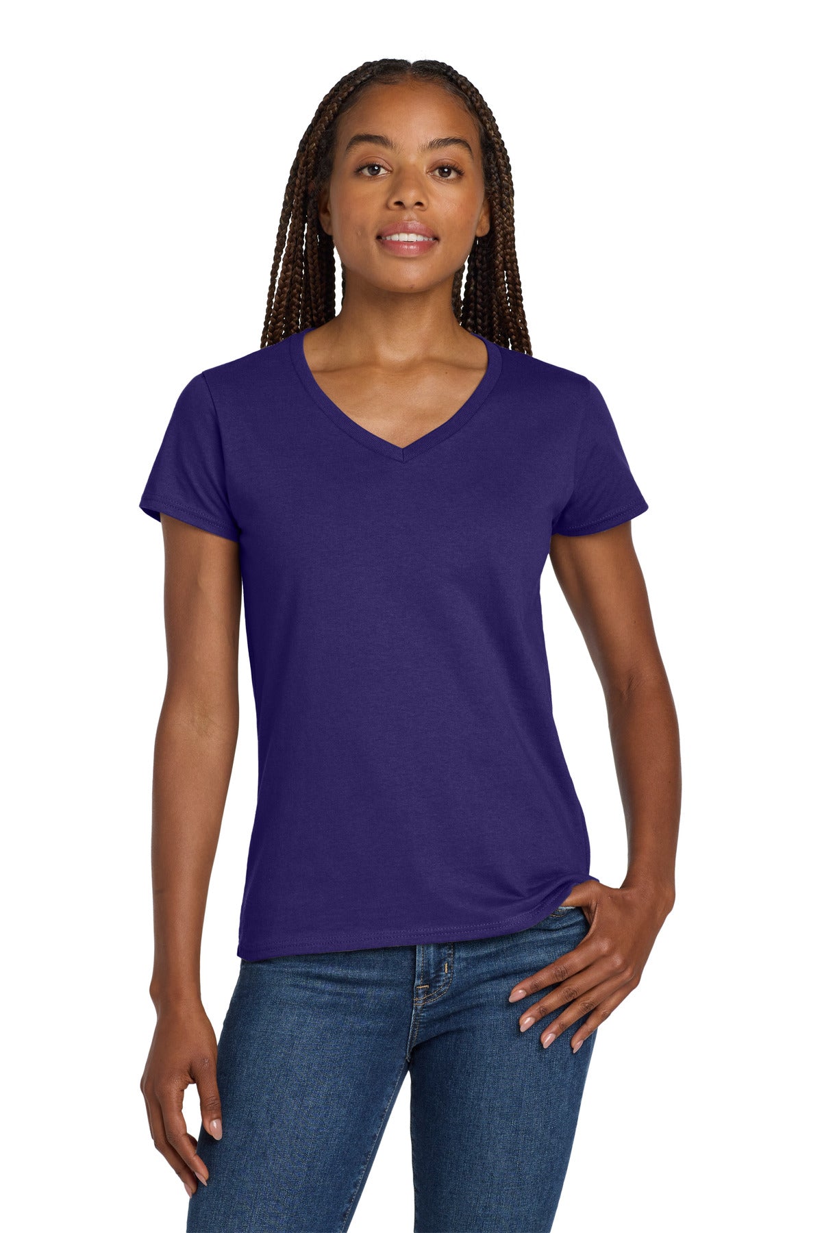 Gildan 5V00L Women's Heavy Cotton 100% Cotton V-Neck T-Shirt