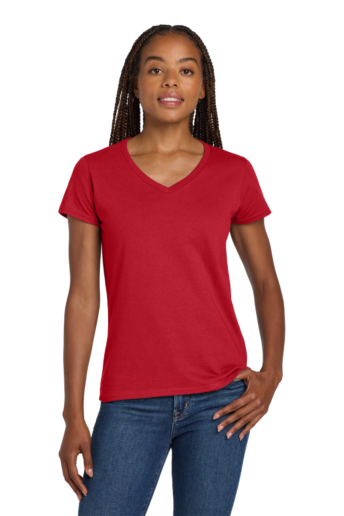 Gildan ® Women's Heavy Cotton ™ 100% Cotton V-Neck T-Shirt. 5V00L - Gildan 5V00L