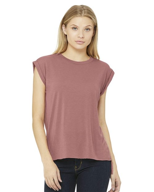 BELLA + CANVAS Women’s Flowy Rolled Cuffs Muscle Tee - BELLA + CANVAS 8804