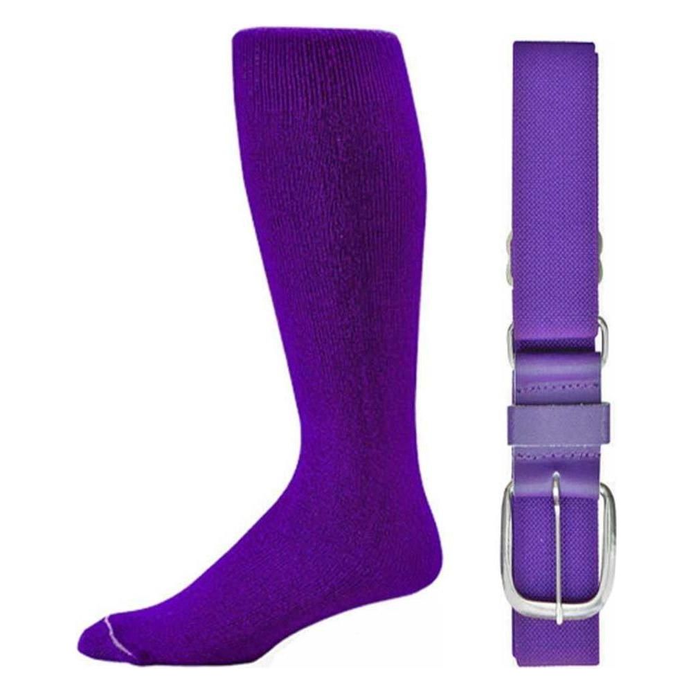 Baseball Socks & Belt Combo Set ( All Sizes & Colors Available) Accessories Joe's USA Purple Youth