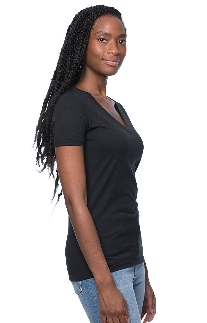 Royal Apparel 64030 Women's Viscose Hemp Organic Cotton V-Neck - Caviar