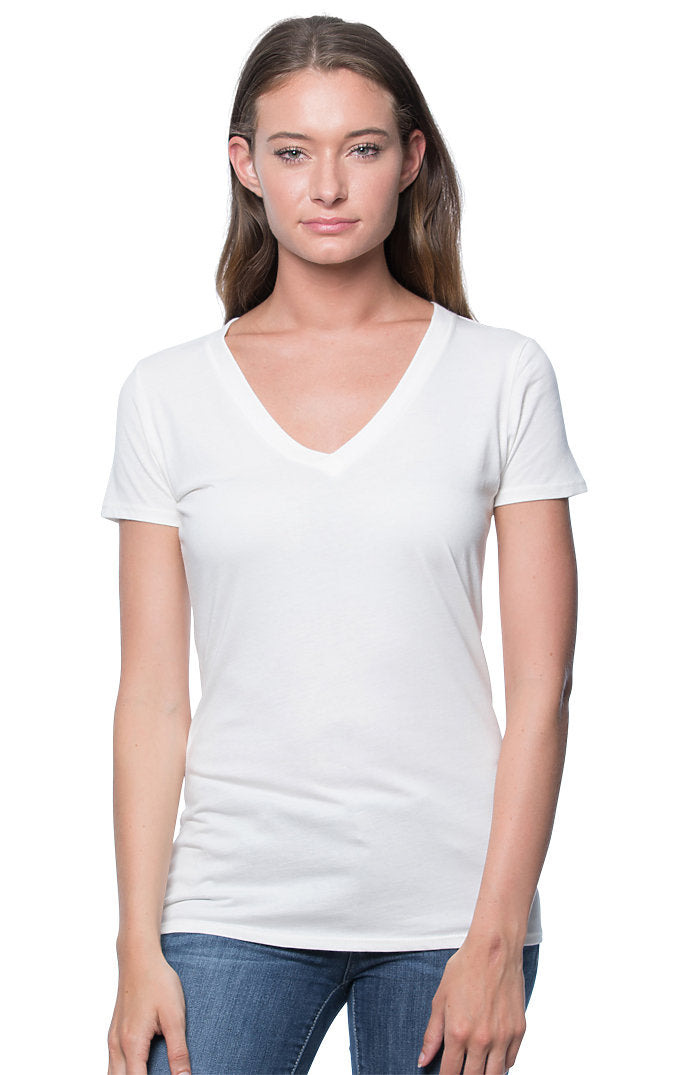 Royal Apparel 64030 Women's Viscose Hemp Organic Cotton V-Neck - Sand
