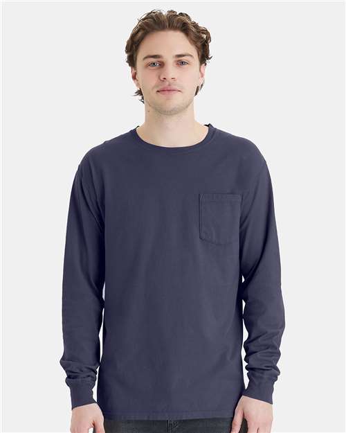ComfortWash by Hanes Unisex Garment-Dyed Long Sleeve T-Shirt With a Pocket - ComfortWash by Hanes GDH250