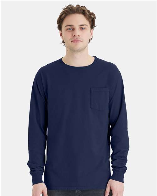 ComfortWash by Hanes Unisex Garment-Dyed Long Sleeve T-Shirt With a Pocket - ComfortWash by Hanes GDH250