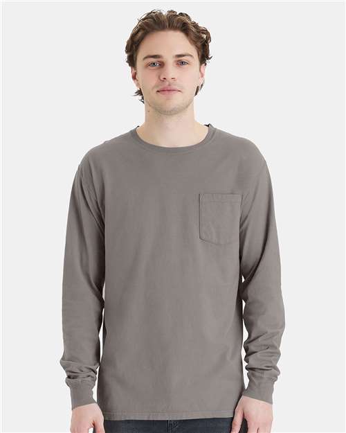 ComfortWash by Hanes Unisex Garment-Dyed Long Sleeve T-Shirt With a Pocket - ComfortWash by Hanes GDH250