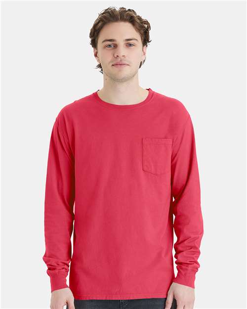 ComfortWash by Hanes Unisex Garment-Dyed Long Sleeve T-Shirt With a Pocket - ComfortWash by Hanes GDH250