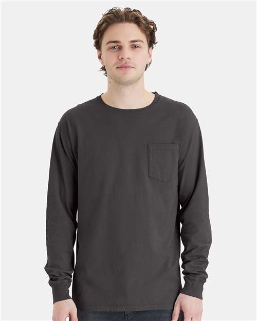ComfortWash by Hanes Unisex Garment-Dyed Long Sleeve T-Shirt With a Pocket - ComfortWash by Hanes GDH250