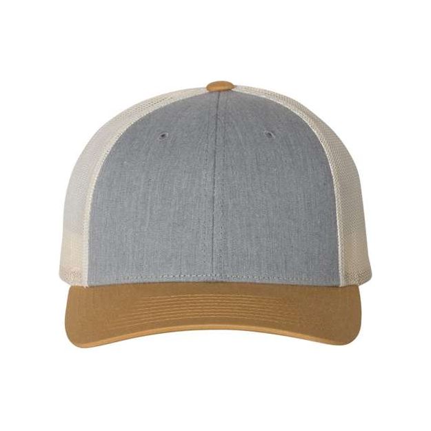 Richardson Low Pro Trucker Cap - Richardson 115 Caps Richardson Heather Grey/ Birch/ Amber Gold M/L