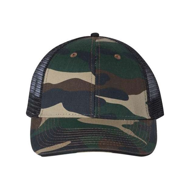Valucap Sandwich Trucker Cap - Valucap S102 Valucap Green Camo/ Black Adjustable