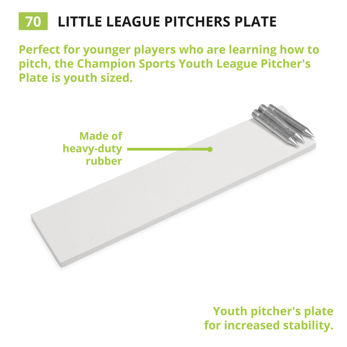 Champion Sports 3-SPIKE PITCHER'S PLATE OFFICIAL, 24" X 6"