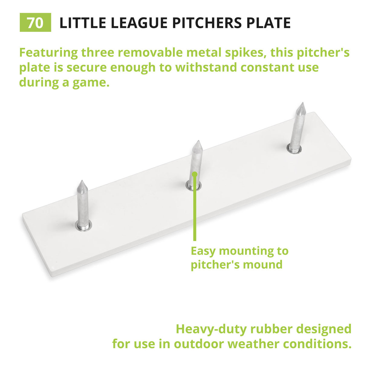 Champion Sports 3-SPIKE PITCHER'S PLATE OFFICIAL, 24" X 6"