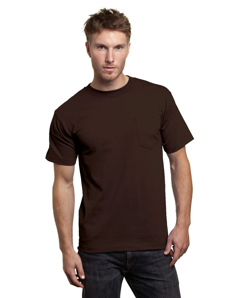 Bayside Unisex USA-Made Pocket T-Shirt - Chocolate - Bayside 7100