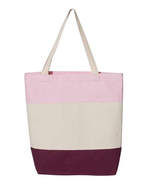 Q-Tees 11L Tri-Color Tote - Q-Tees Q125900 Q-Tees Maroon/ Natural/ Light Pink One Size