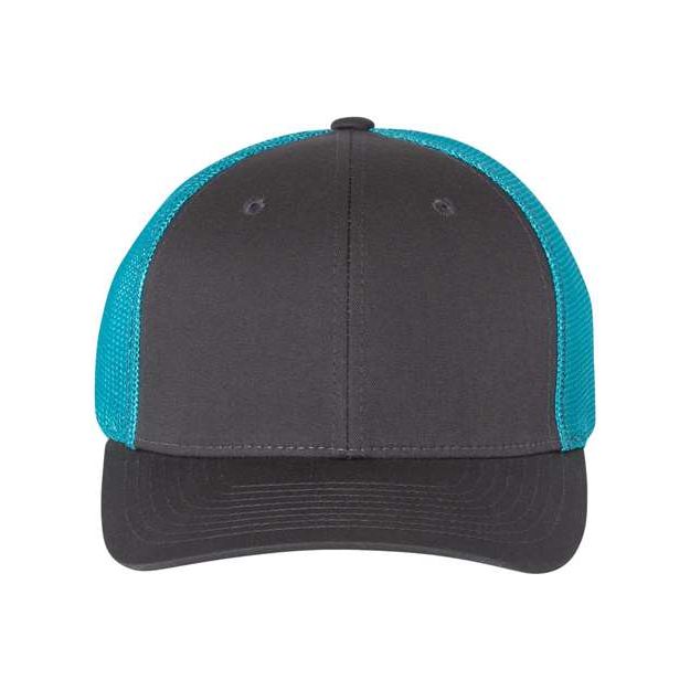 Richardson R-Flex Trucker Cap - Richardson 110 Richardson Charcoal/ Neon Blue S/M