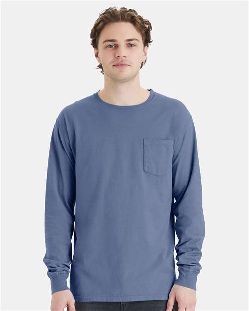 ComfortWash by Hanes Unisex Garment-Dyed Long Sleeve T-Shirt With a Pocket - ComfortWash by Hanes GDH250