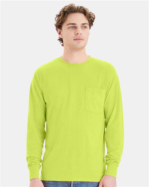 Hanes W120 Unisex Workwear Long Sleeve Pocket T-Shirt