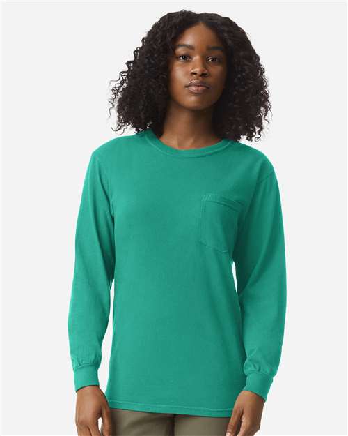Comfort Colors Unisex Garment-Dyed Heavyweight Long Sleeve Pocket T-Shirt - Comfort Colors 4410
