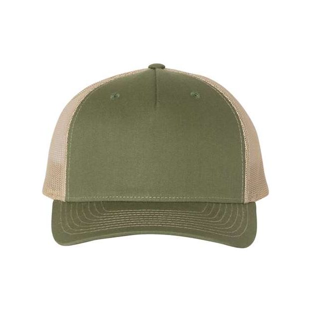 Richardson Five-Panel Trucker Cap - Richardson 112FP Richardson Army Olive Green/ Tan Adjustable