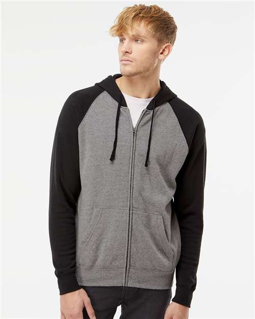 Independent Trading Co. Unisex Special Blend Raglan Full-Zip Hooded Sweatshirt - Independent Trading Co. PRM33SBZ