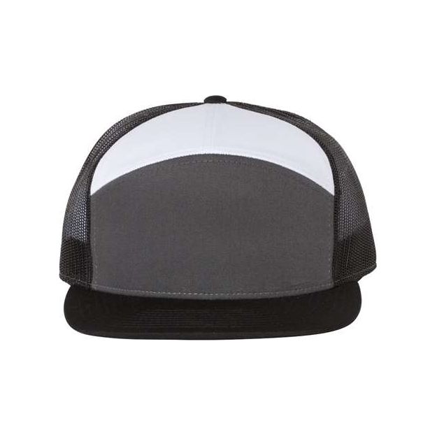 Richardson Seven-Panel Trucker Cap - Richardson 168 Caps Richardson Charcoal/ Black/ White Adjustable