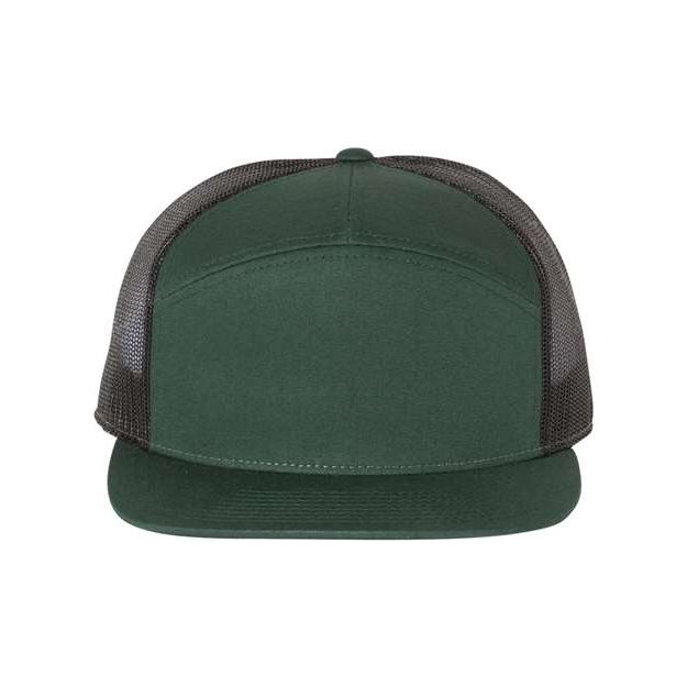 Richardson Seven-Panel Trucker Cap - Richardson 168 Caps Richardson Dark Green/ Black Adjustable