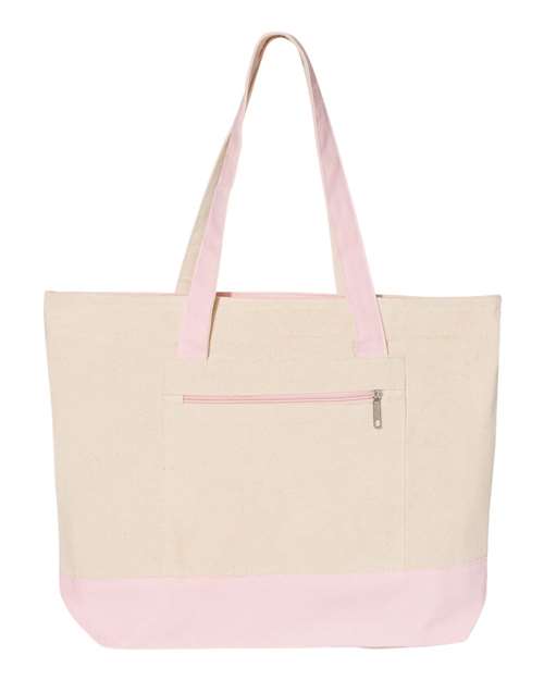 Q-Tees 19L Zippered Tote - Q-Tees Q1300 Q-Tees Natural/ Light Pink One Size