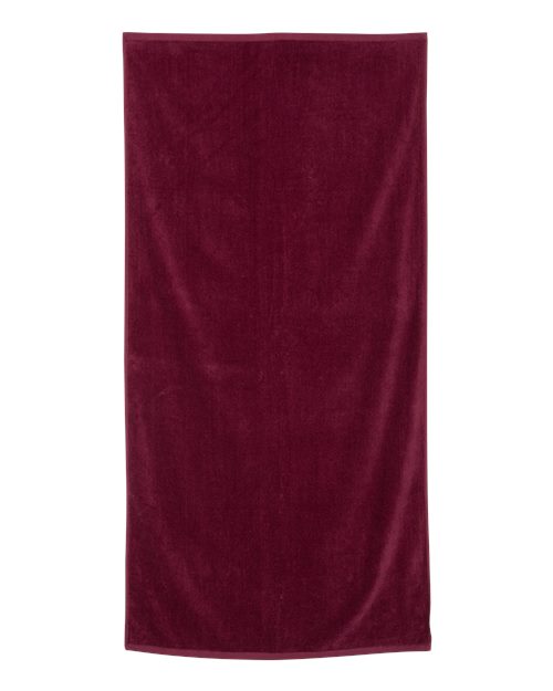Q-Tees Velour Beach Towel - Q-Tees QV3060 Q-Tees Maroon One Size