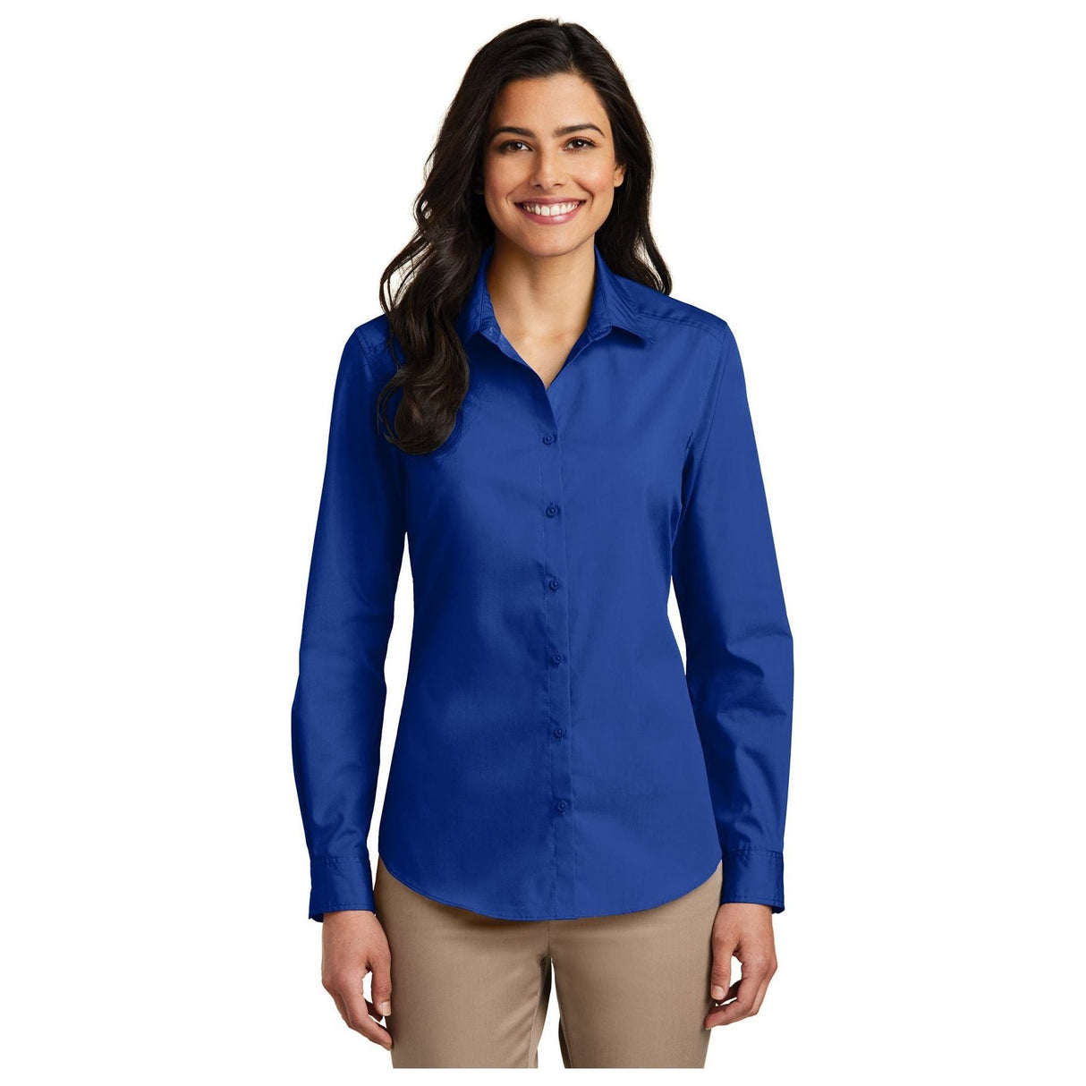 Joe' USA Ladies Long Sleeve Carefree Poplin Shirt Women's My Store XS Royal Blue