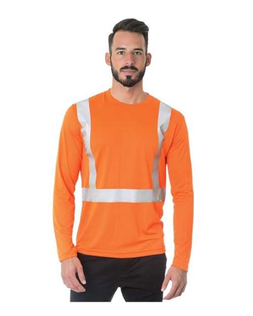 Bayside Men's USA-Made Hi-Visibility Long Sleeve Performance T-Shirt - Bayside 3742 Bayside Orange S