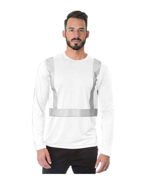 Bayside Men's USA-Made Hi-Visibility Long Sleeve Performance T-Shirt - Bayside 3742 Bayside White S