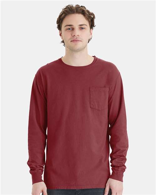 ComfortWash by Hanes Unisex Garment-Dyed Long Sleeve T-Shirt With a Pocket - ComfortWash by Hanes GDH250