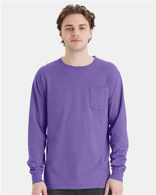 ComfortWash by Hanes Unisex Garment-Dyed Long Sleeve T-Shirt With a Pocket - ComfortWash by Hanes GDH250