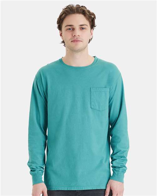 ComfortWash by Hanes Unisex Garment-Dyed Long Sleeve T-Shirt With a Pocket - ComfortWash by Hanes GDH250