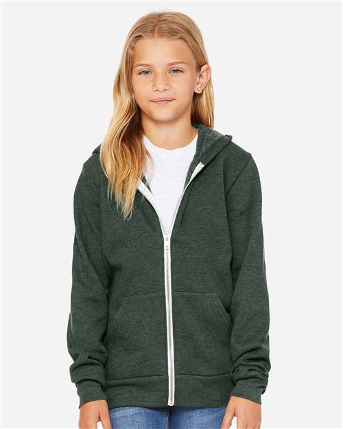 BELLA + CANVAS Youth Sponge Fleece Full-Zip Hoodie Sweatshirt - BELLA + CANVAS 3739Y