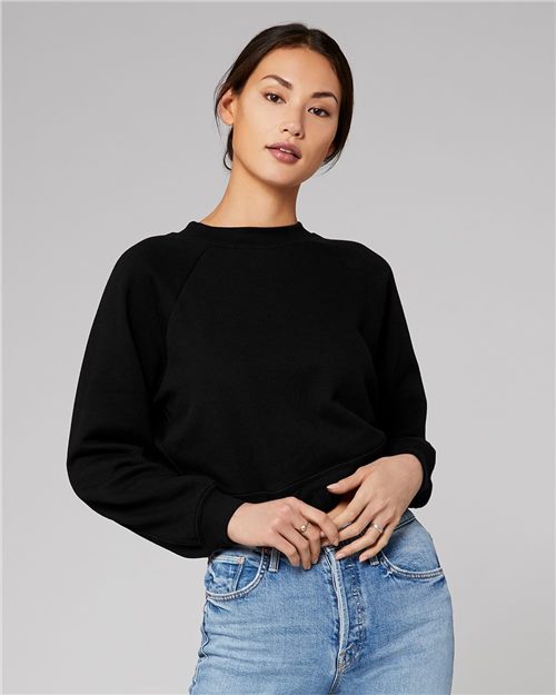 Bella + Canvas 7505 Women's Crop Raglan Fleece Crewneck Sweatshirt