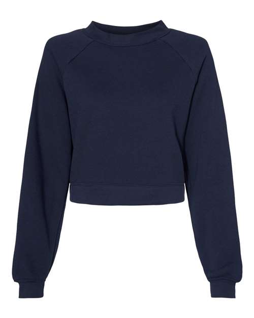 Bella + Canvas 7505 Women's Crop Raglan Fleece Crewneck Sweatshirt