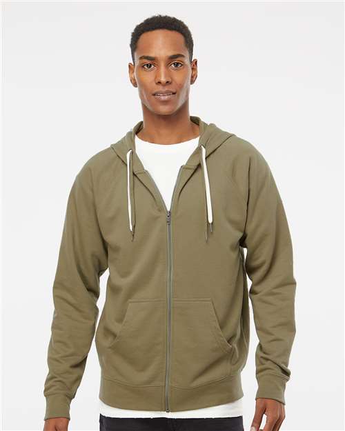 Independent Trading Co. SS1000Z Unisex Icon Lightweight Loopback Terry Full-Zip Hooded Sweatshirt | Wholesale Zip Hoodie