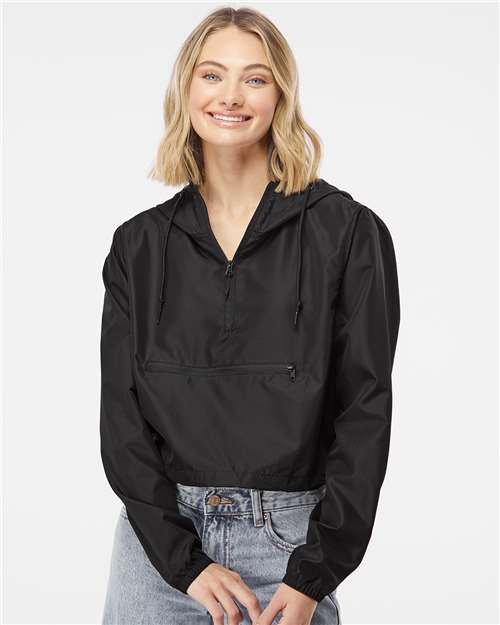 Independent Trading Co. Women's Lightweight Quarter-Zip Pullover Crop Windbreaker - Independent Trading Co. EXP64CRP