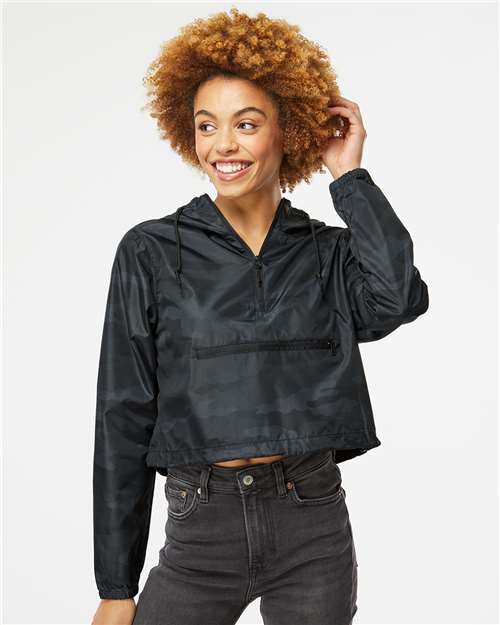 Independent Trading Co. Women's Lightweight Quarter-Zip Pullover Crop Windbreaker - Independent Trading Co. EXP64CRP